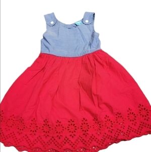 Denim Top and Red Eyelet  backless dress